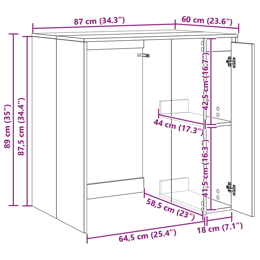 Armoire pour machine à laver Chêne fumé 87 x 60 x 89 cm - 11