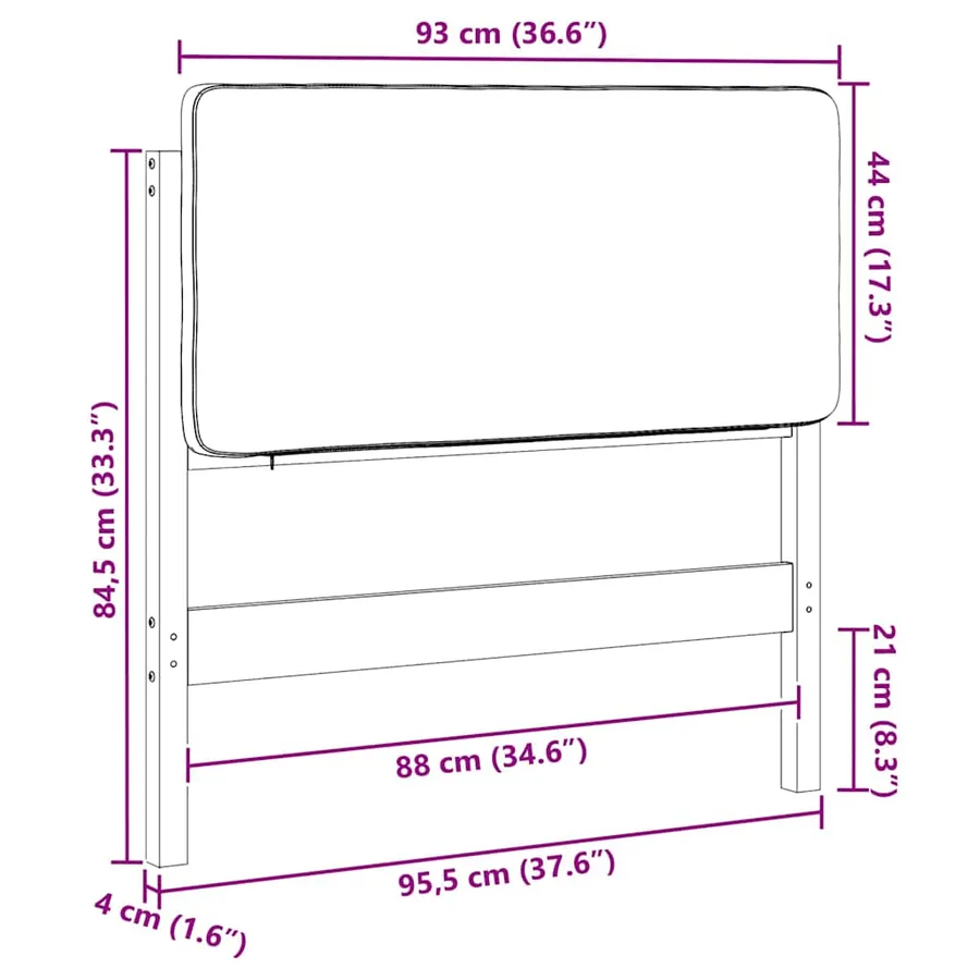 Tête de lit capitonnée Blanc et gris clair 90 cm Pin massif - 13
