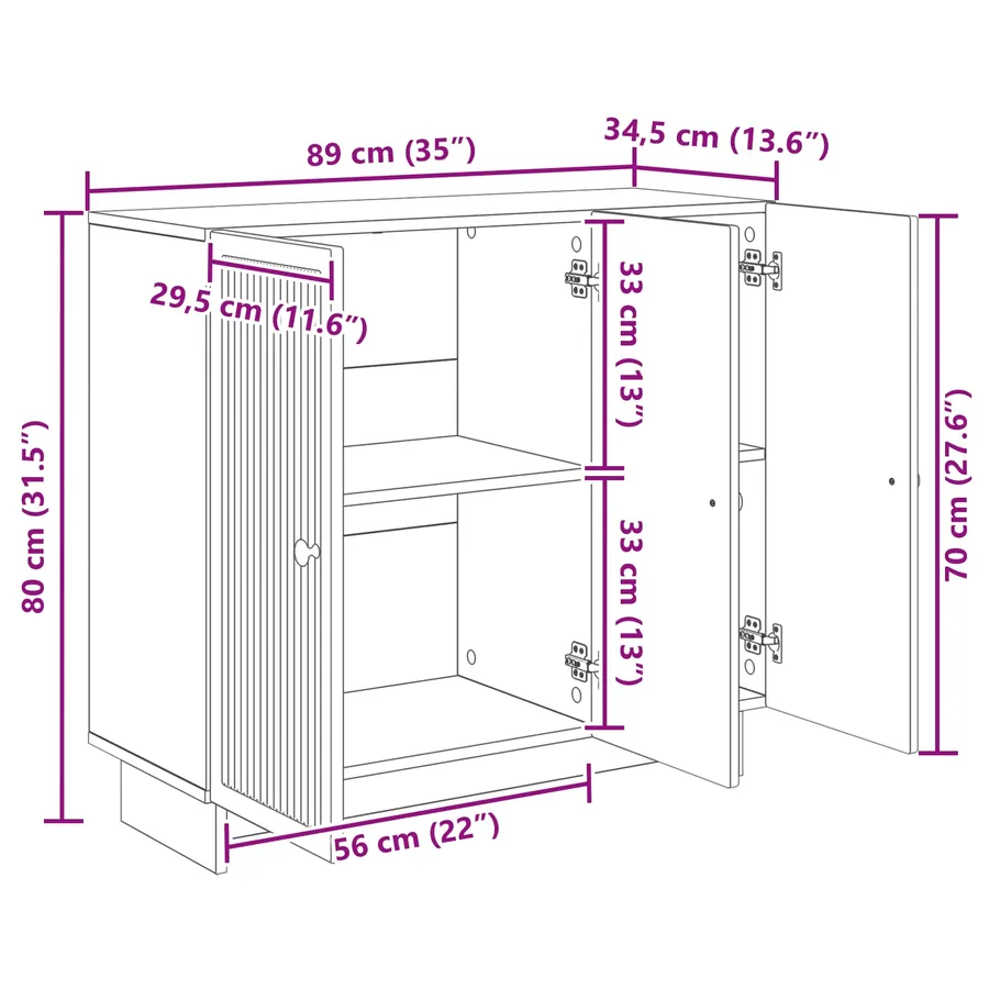 Buffet Sonoma gris 89 x 34,5 x 80 cm Bois d'ingénierie - 13