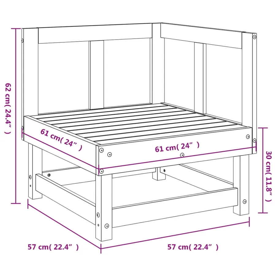 Canapé d'angle de jardin bois massif douglas - 7