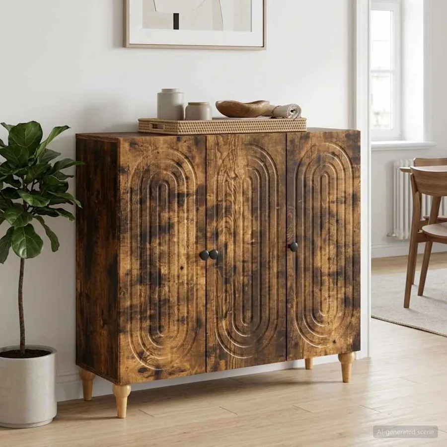 Buffet Chêne fumé 89 x 34,5 x 80 cm Bois d'ingénierie
