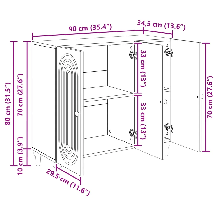 Buffet Chêne fumé 89 x 34,5 x 80 cm Bois d'ingénierie - 13