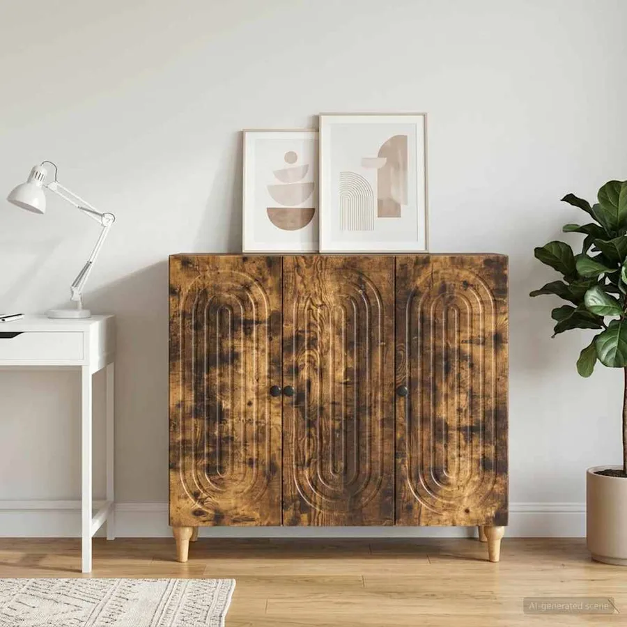 Buffet Chêne fumé 89 x 34,5 x 80 cm Bois d'ingénierie - 4