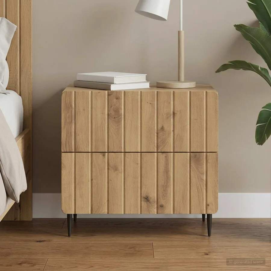 Cabinet de chevet Chêne artisanal 62 x 34,5 x 49,5 cm