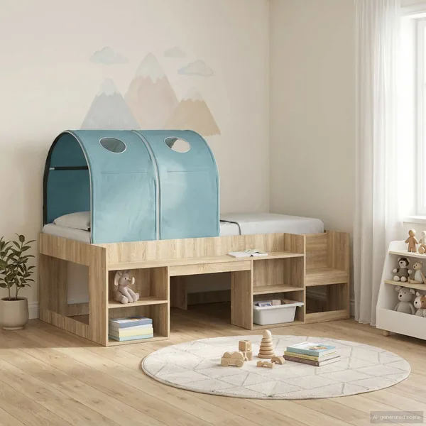 Tunnel de lit 2 pcs Bleu clair 211 x 52,5 x 2 cm Polyester