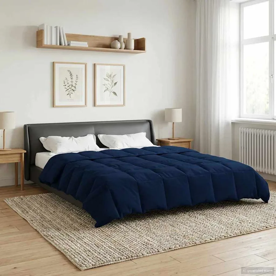 Duvet d'été simple Matelassé Bleu foncé 220 x 240 cm Microfibre