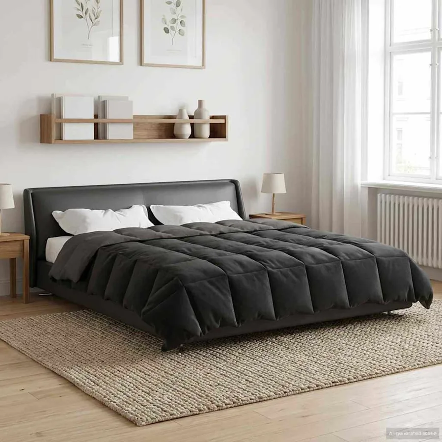 Duvet complet toute l'année Gris clair 200 x 240 cm Microfibre - 4