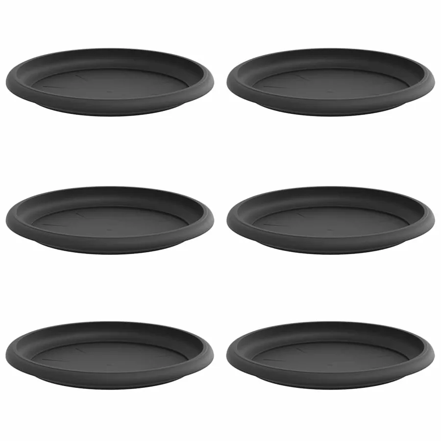 Plateau à fleurs rond 6 pcs Noir Ø 17,5 x 2 cm Plastique - 2
