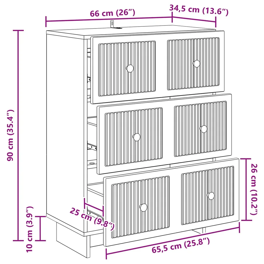 Armoire à tiroirs Sonoma gris 66 x 34,5 x 90 cm - 11
