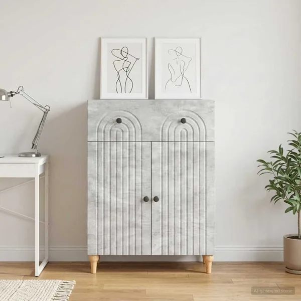Buffet Gris béton 66 x 34,5 x 90 cm Bois d'ingénierie