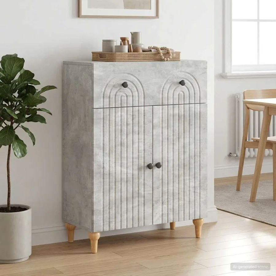 Buffet Gris béton 66 x 34,5 x 90 cm Bois d'ingénierie - 4