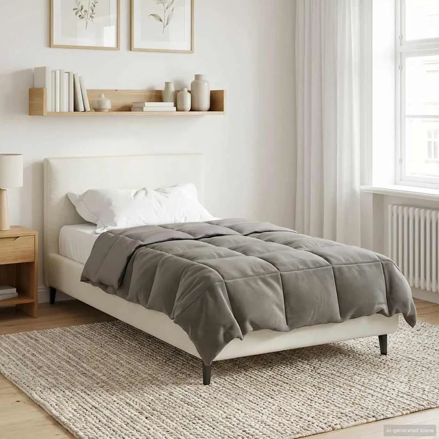 Duvet d'été simple Matelassé Gris clair 135 x 220 cm Microfibre - 4