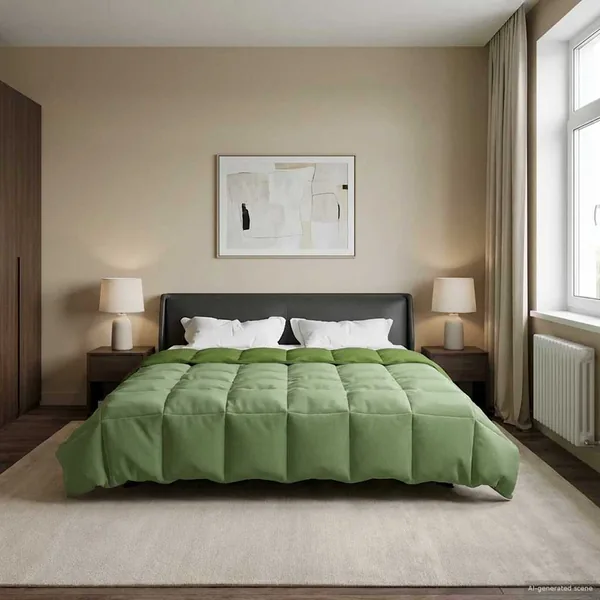 Duvet complet toute l'année Vert 220 x 260 cm Microfibre