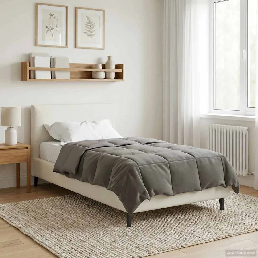 Duvet d'hiver Matelassé Gris clair 155 x 200 cm Microfibre