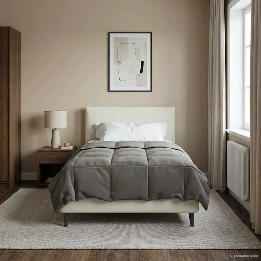 Duvet d'hiver Matelassé Gris clair 155 x 200 cm Microfibre - 4