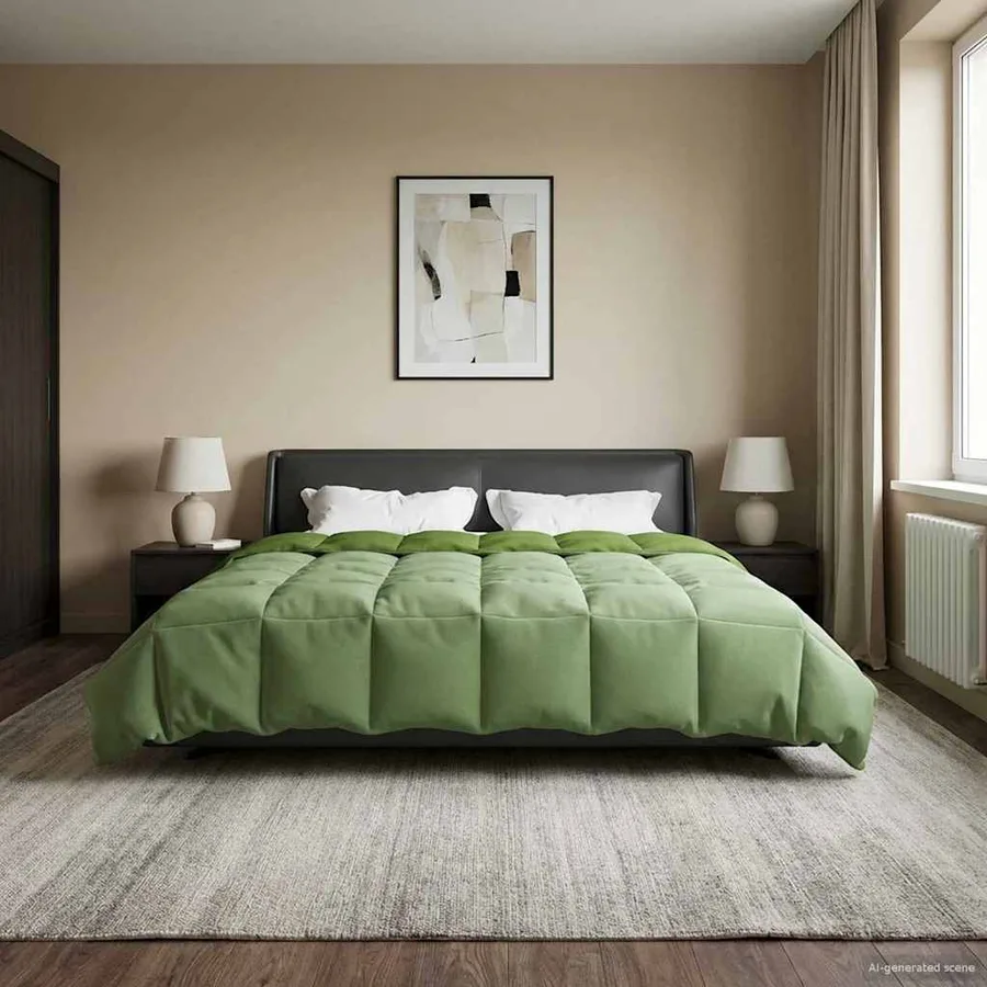 Duvet d'été simple Matelassé Vert 220 x 240 cm Microfibre - 4
