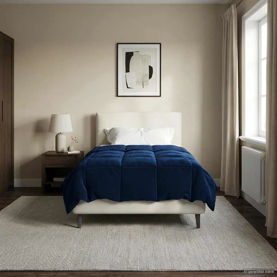 Duvet complet toute l'année Bleu foncé 155 x 200 cm Microfibre - 4