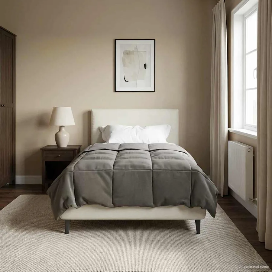 Duvet complet toute l'année Gris clair 140 x 220 cm Microfibre