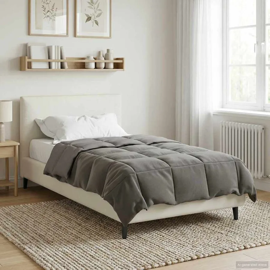 Duvet complet toute l'année Gris clair 140 x 220 cm Microfibre - 4