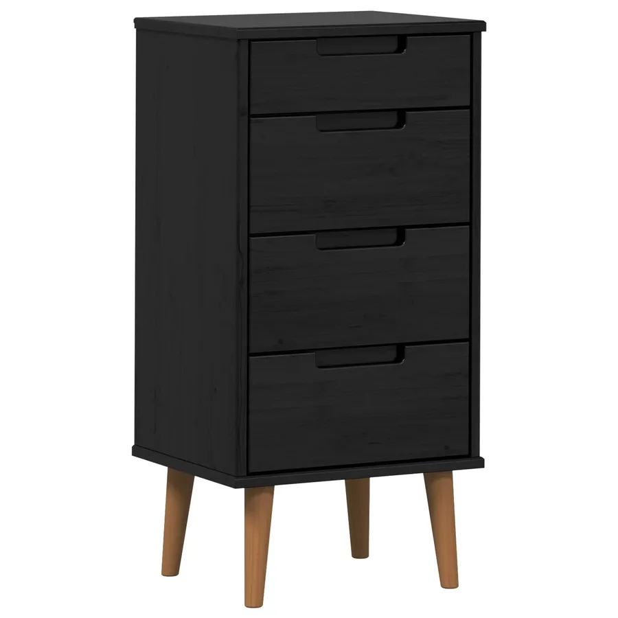 Commode MOLDE Noir 40 x 35 x 82 cm Bois de pin massif - 2