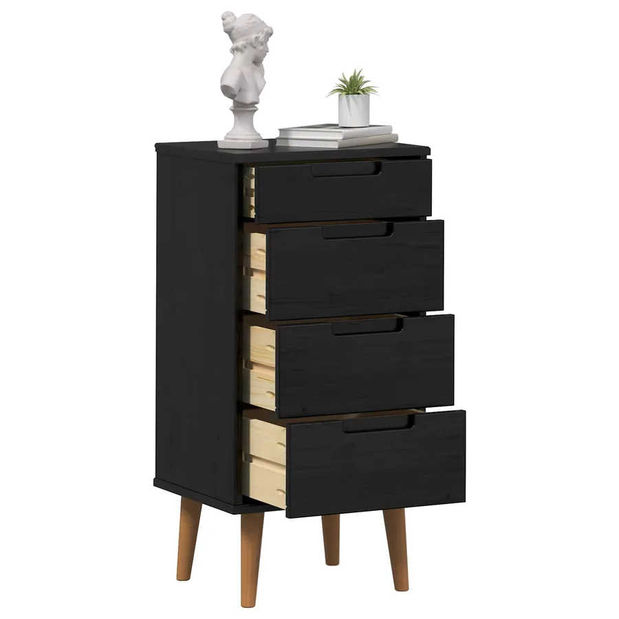 Commode MOLDE Noir 40 x 35 x 82 cm Bois de pin massif - 3