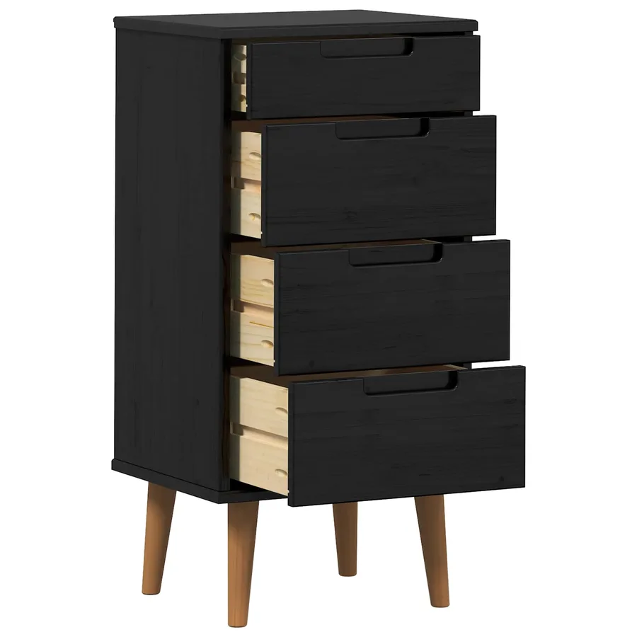 Commode MOLDE Noir 40 x 35 x 82 cm Bois de pin massif - 4