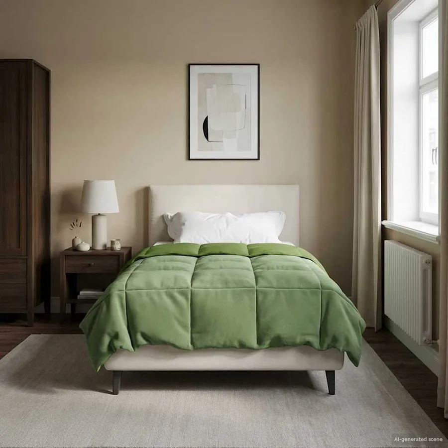 Duvet d'hiver Matelassé Vert 155 x 220 cm Microfibre - 4