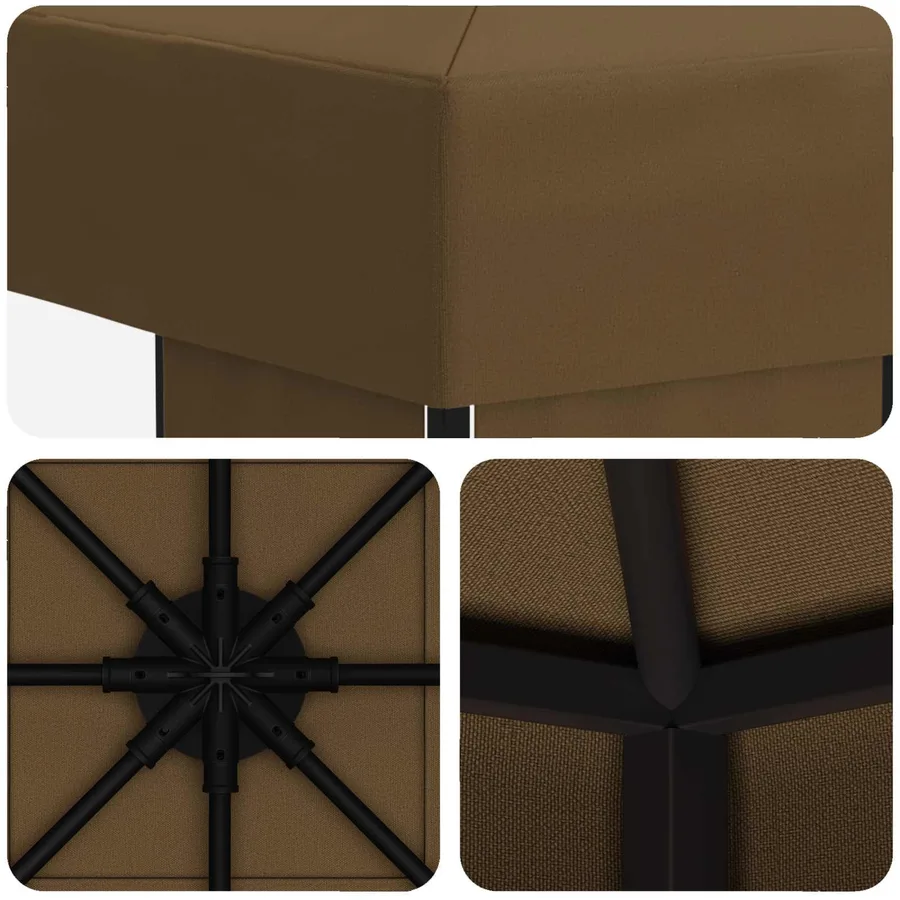 Pavillon 3 x 3 m Taupe Polyester et Acier 190 gsm - 5