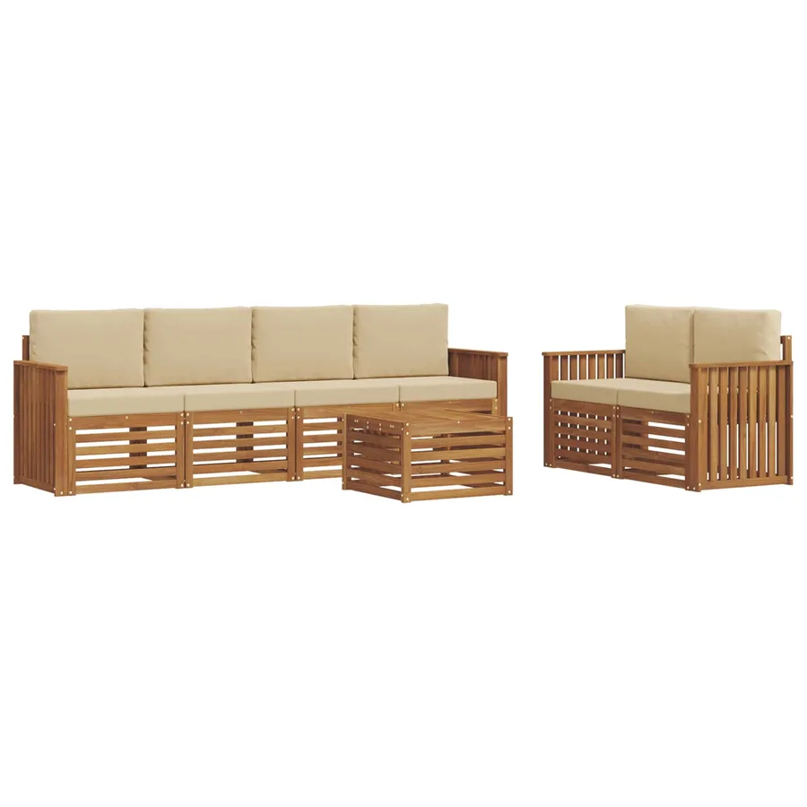 Ensemble de canapés d'extérieur 7 pcs Naturel et Beige - 2