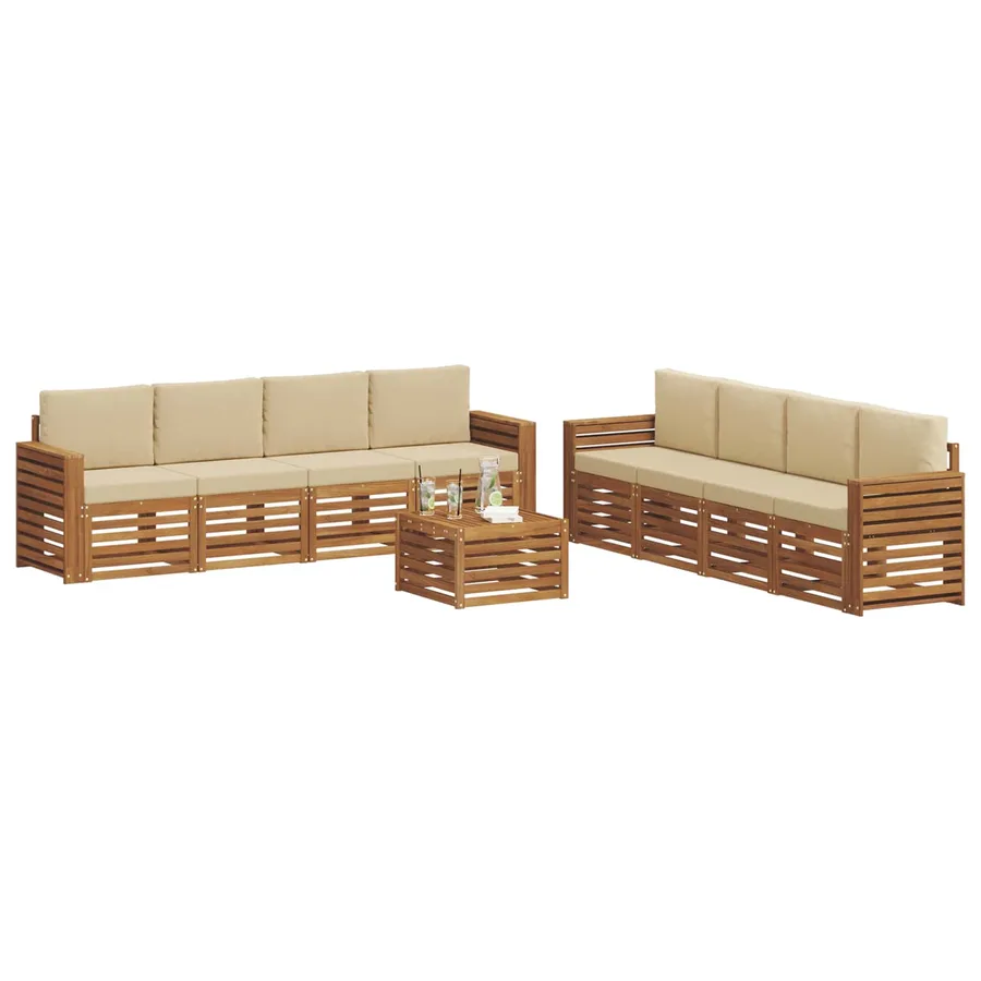 Ensembles de canapés avec coussin 9 pcs Naturel et Beige - 3