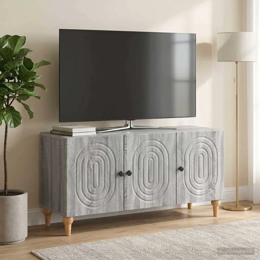 Meuble TV Sonoma gris 99 x 34,5 x 50 cm Bois d'ingénierie - 4