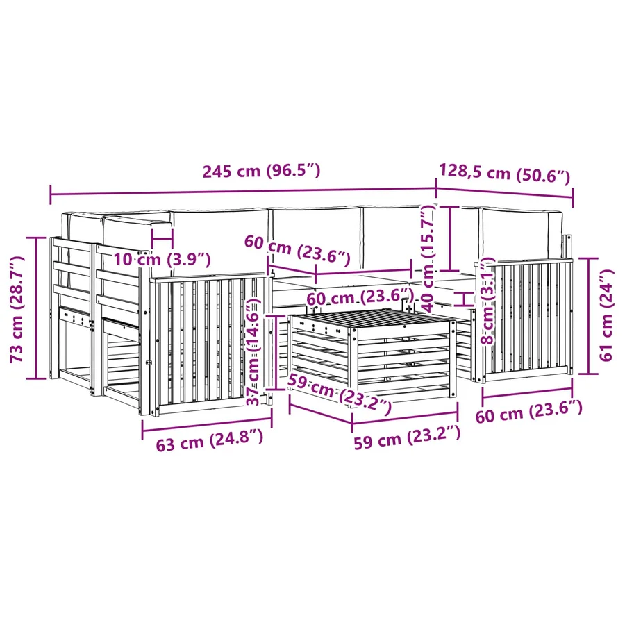 Ensemble de canapés d'extérieur 7 pcs Naturel et Beige - 8