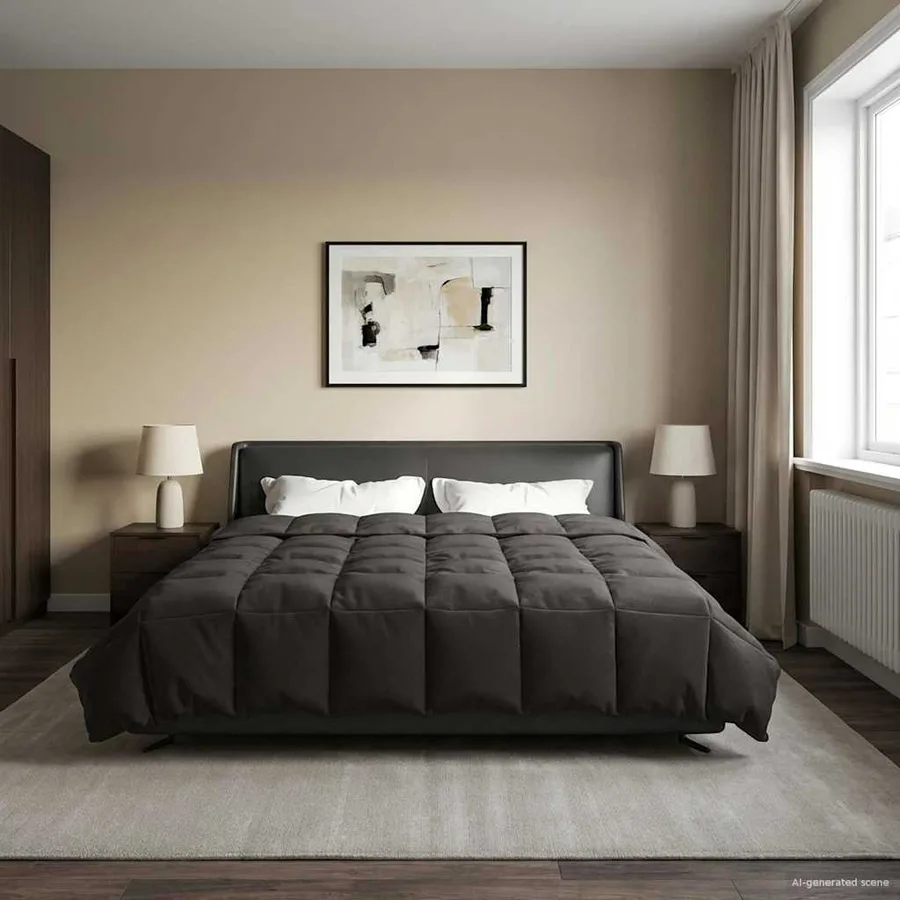 Duvet d'été simple Matelassé Anthracite 200 x 200 cm Microfibre - 4