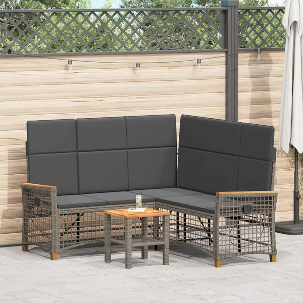 Ensemble de canapés inclinables de jardin Gris et Gris foncé