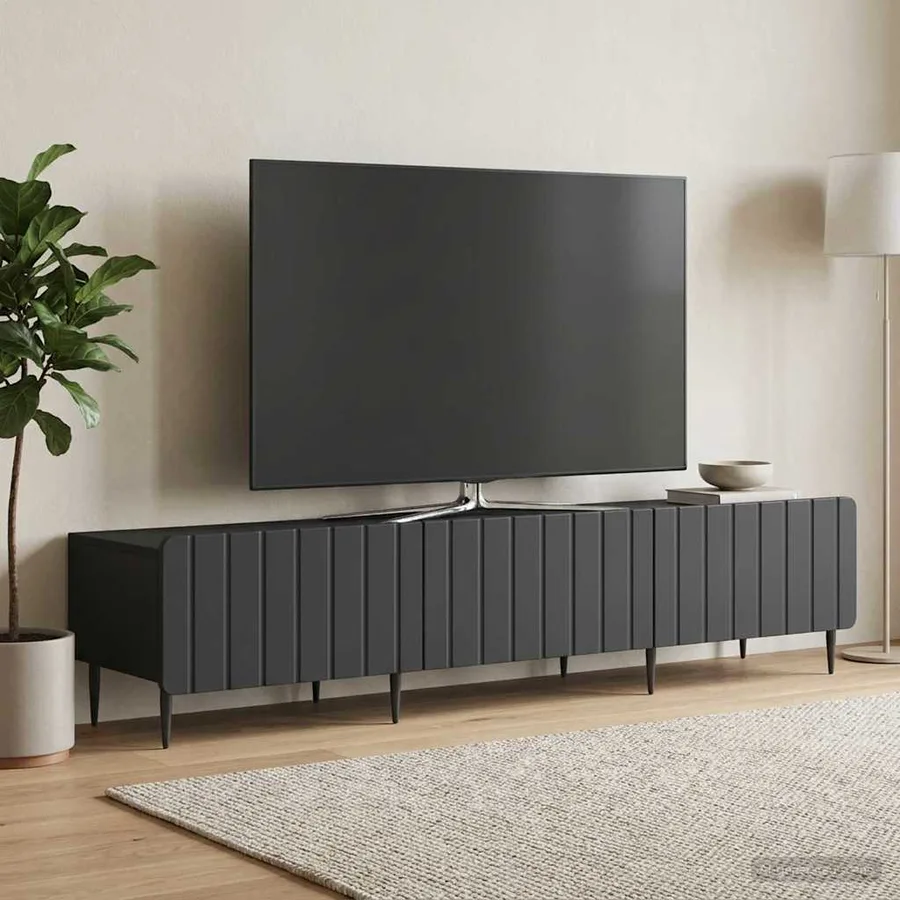 Meuble TV avec tiroir Noir 147 x 34,5 x 32 cm Bois d'ingénierie - 4