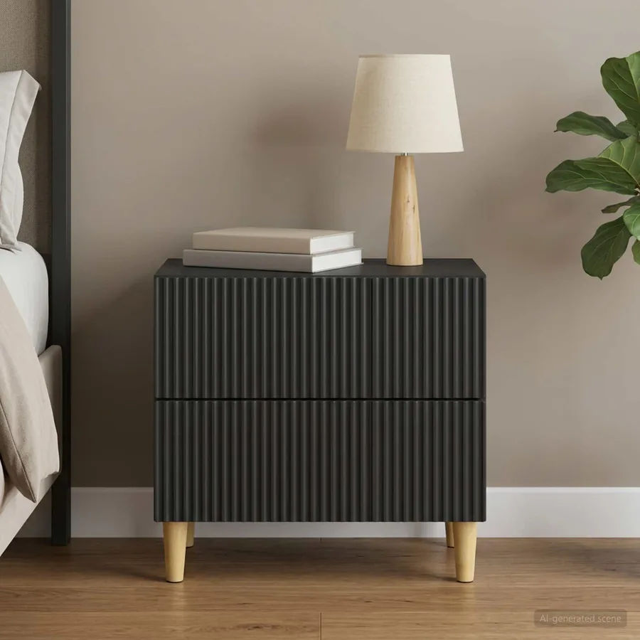Cabinet de chevet Noir 62 x 34,5 x 48 cm Bois d'ingénierie