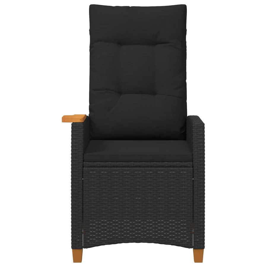 Chaise inclinable avec plateau à thé Noir 62 x 64 x 112 cm - 4