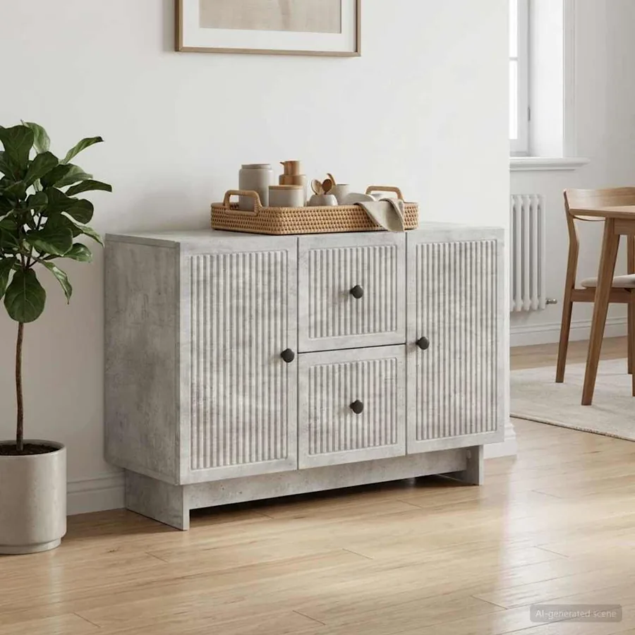 Buffet Gris béton 89 x 34,5 x 60 cm Bois d'ingénierie