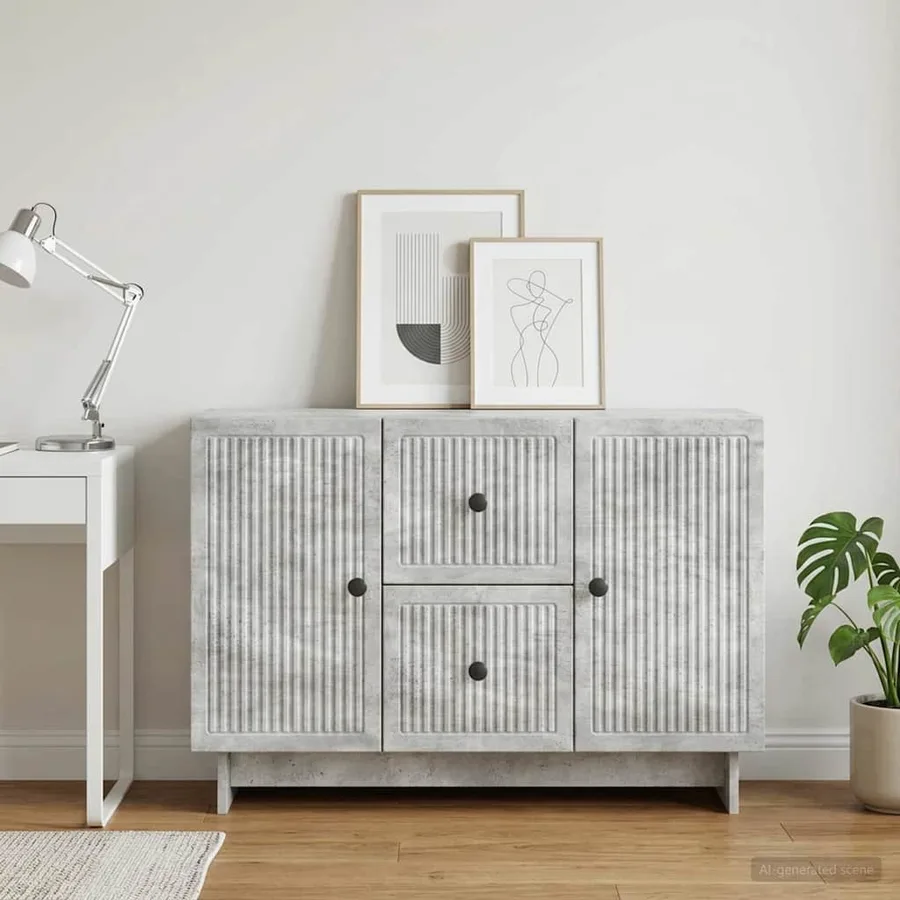 Buffet Gris béton 89 x 34,5 x 60 cm Bois d'ingénierie - 4