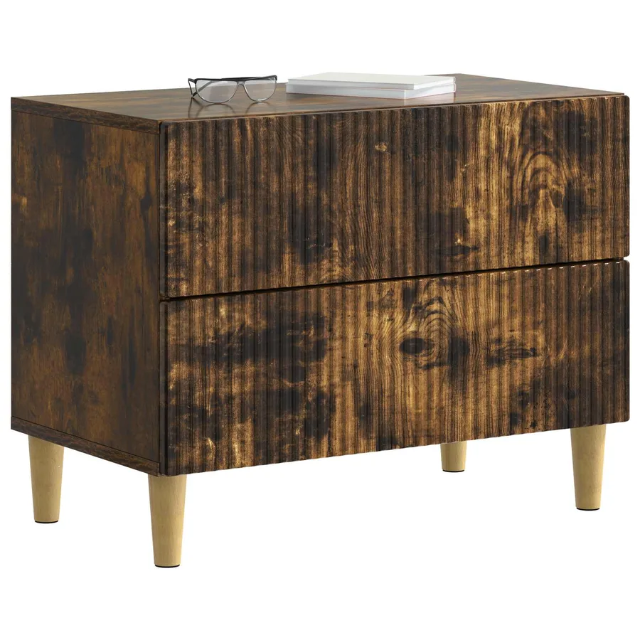Cabinet de chevet avec tiroir Chêne fumé 62 x 34,5 x 48 cm - 3
