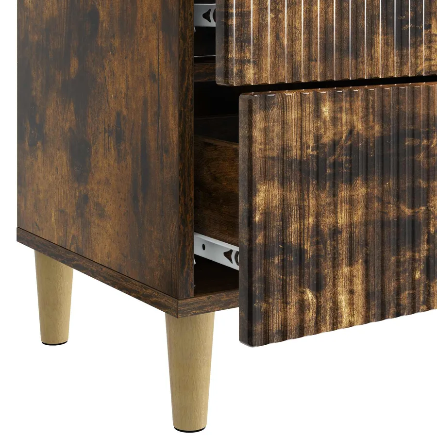 Cabinet de chevet avec tiroir Chêne fumé 62 x 34,5 x 48 cm - 9