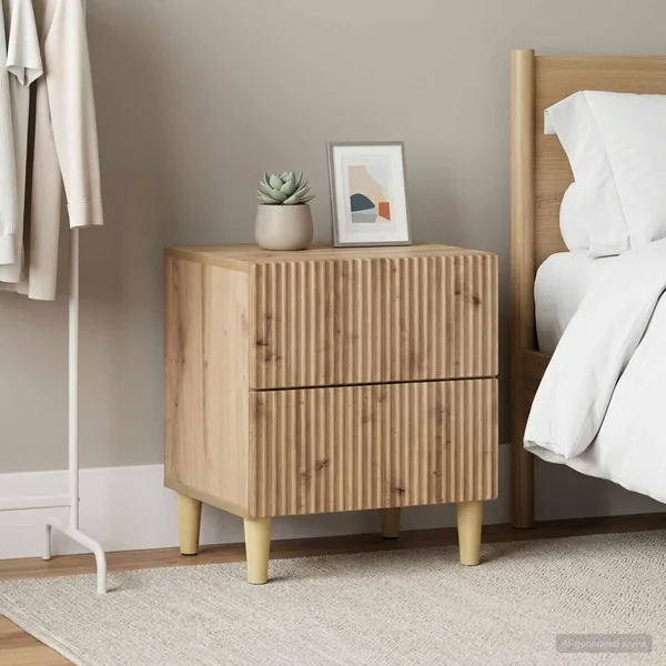 Cabinet de chevet 2 pc Chêne artisanal 43 x 34,5 x 48 cm