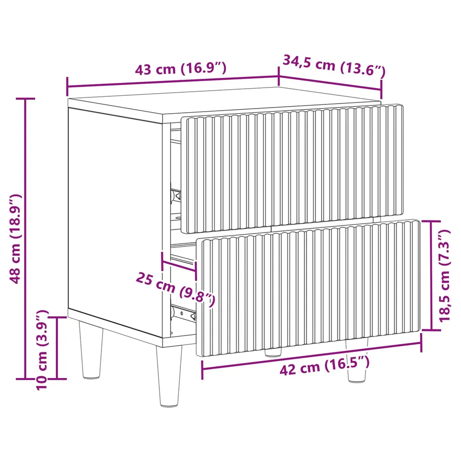 Cabinet de chevet 2 pc Chêne artisanal 43 x 34,5 x 48 cm - 13