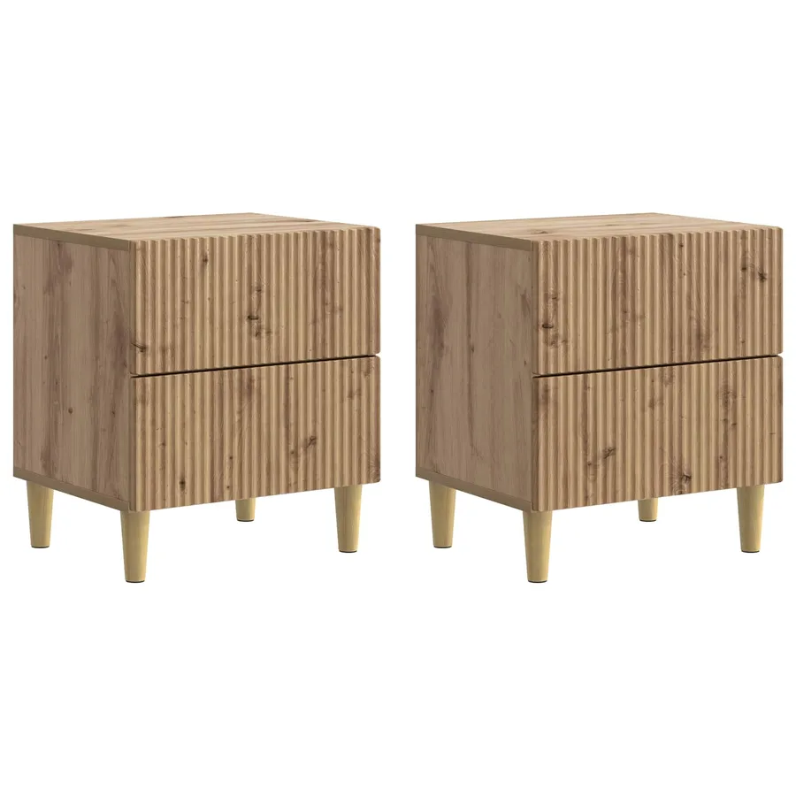 Cabinet de chevet 2 pc Chêne artisanal 43 x 34,5 x 48 cm - 2