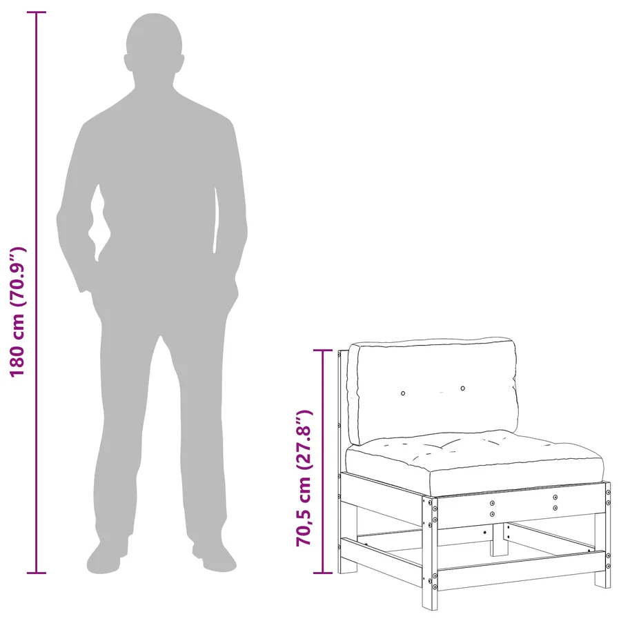 Sofa de jardin milieu Bois de pin massif Brun cire - 8