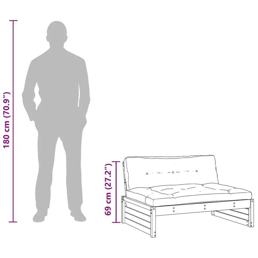 Sofa de jardin milieu Pin massif Brun Ciré - 8