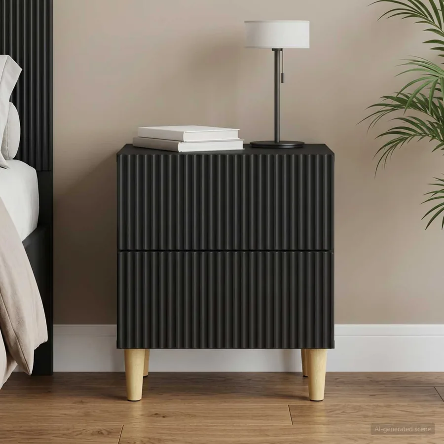 Cabinet de chevet Noir 43 x 34,5 x 48 cm Bois d'ingénierie