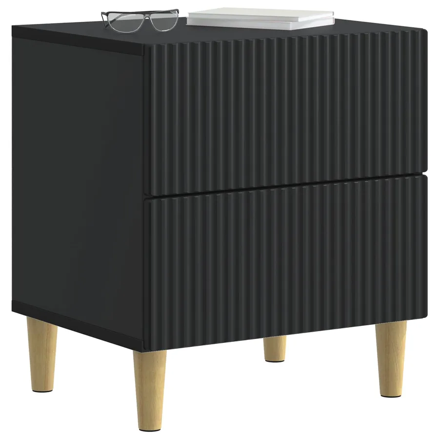 Cabinet de chevet Noir 43 x 34,5 x 48 cm Bois d'ingénierie - 3