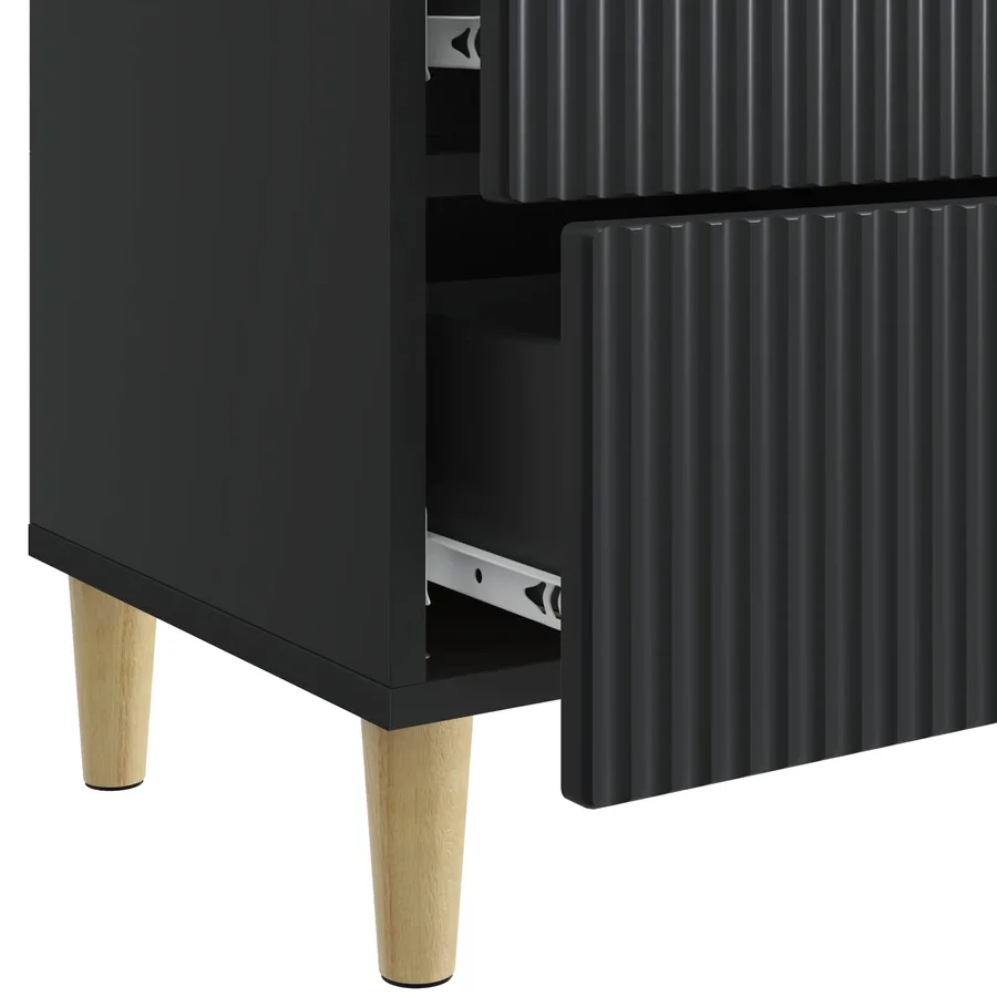 Cabinet de chevet Noir 43 x 34,5 x 48 cm Bois d'ingénierie - 9
