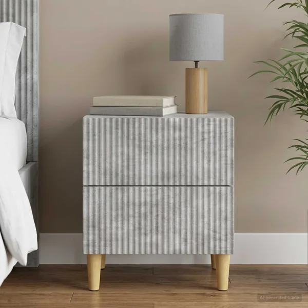 Cabinet de chevet avec tiroir Gris béton 43 x 34,5 x 48 cm